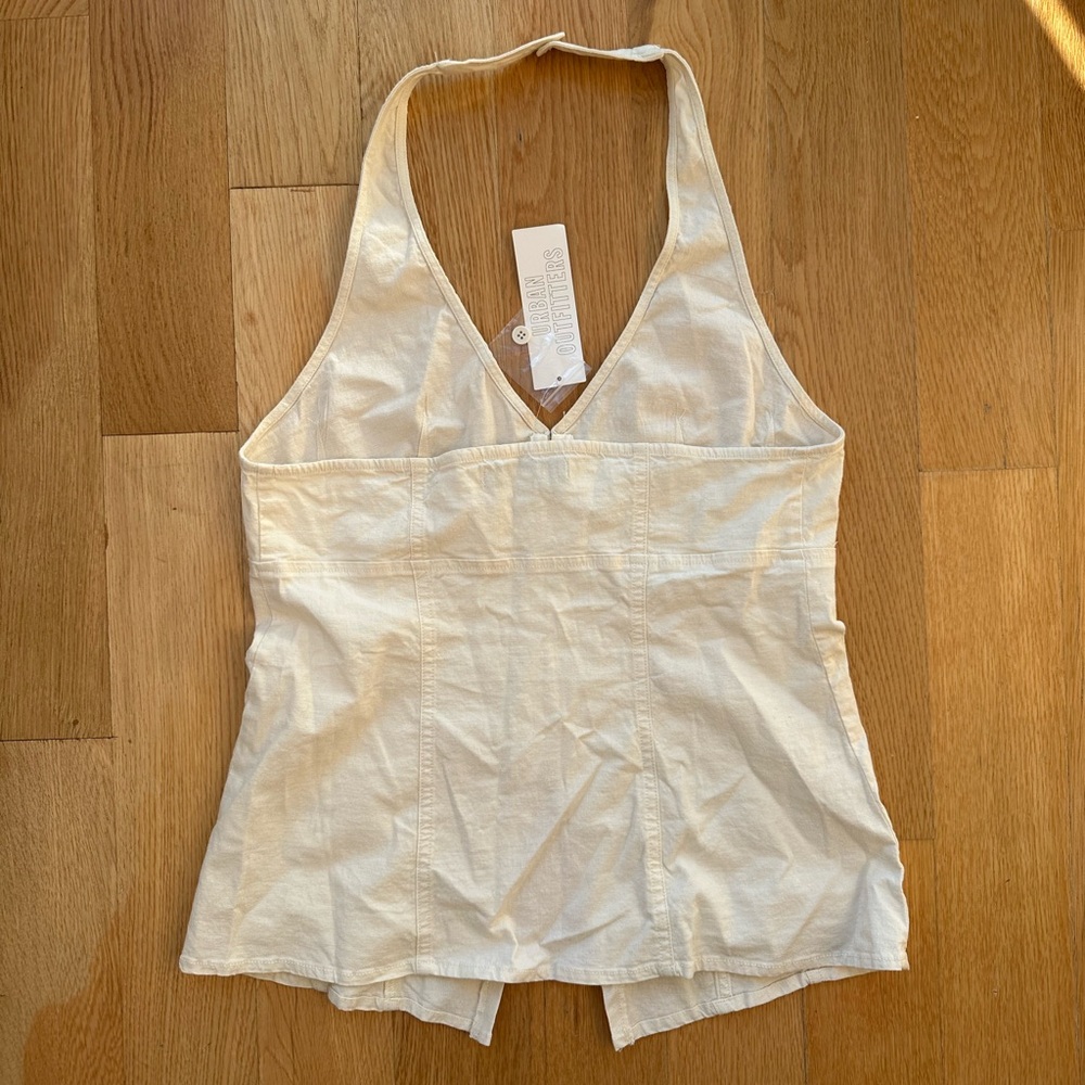 NWT Urban Outfitters Linen Halter Vest - Picture 2 of 3
